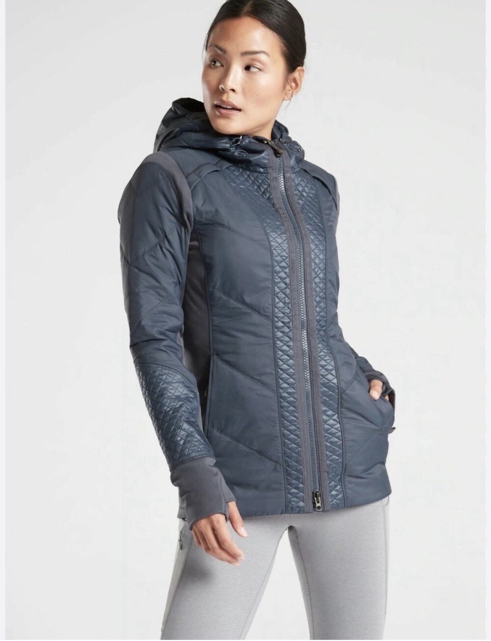 Athleta Rock Ridge PrimaLoft Jacket, Astronomy Grey SIZE S #350851 O0916H